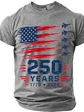 baratos Patriotic 250 T-shirts-4th of July 2026 250th Men's US Flag 1776 T Shirt Short Sleeve T shirt 3D Print Crew Neck Shirt Patriotic Daily Festival White Green Gray Summer Spring Clothing Apparel S M L XL XXL XXXL