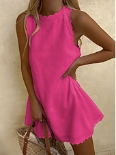 economico Vestito bianco-Per donna Mini abito Vestito Casual Abito gilet Abito Estivo Essenziale Classico Quotidiano Vacanza Vestibilità regolare Semplice Senza Maniche Girocollo Giallo Rosso Viola Rosso rosa Estate Primavera