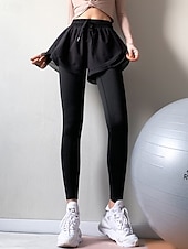 voordelige Yoga leggings en panty's-Dames Fitnessleggings Trainingsbroek Yogabroek 2 in 1 Elastische tailleband Naadloos Sportschooltraining Hardlopen Fitness Broeken Effen Kleur Zwart Paars Groen Sport Sportkleding Hoge Elasticiteit