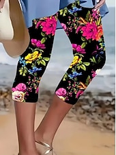 economico -Per donna Pantaloni capri Chinos Leggings Vacanza Moda Streetwear Capri Vita Alta Grafico Astratto Geometrico Stampato Comodità Morbido Confortevole Elasticizzato Quotidiano All'aperto Vacanza Nero