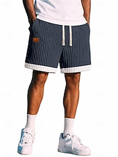 cheap Casual Shorts-Men's Shorts Casual Shorts Corduroy Shorts Pocket Elastic Waist Ribbed Plain Striped Comfort Breathable Above Knee Casual Outdoor Beach Vacation Fashion Khaki Navy Blue Stretchy