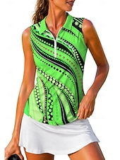abordables Camisa de Mujer-Mujer Geométrico Abstracto Tops Camisa deportiva Camisas de polo Camiseta de tenis Sin Mangas Cremallera Floral UPF50+ Resistente a los rayos UV Alta elasticidad Dispersor de humedad Transpirable