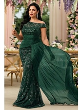 preiswerte Bodenlänge-Schlauchkleid Bodenlang Abschlussballkleid Perlenbestickt Partykleid Brautmutterkleid Kurzarm Rundhalsausschnitt Elegant Vintage luxuriös Formeller Abend Hochzeitsfeier mit Perlenstickerei