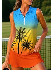 economico Camicia Donna-Per donna Sfumatura Tropicale Top Maglietta sportiva Polo da golf Maglia da tennis Senza Maniche Cerniera Floreale UPF50+ Resistente ai Raggi UV Alta elasticità Traspirante Pallavolo Tennis Golf