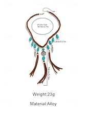 cheap Women's Necklace-Women's Bohemian Alloy Turquoise Tassel Necklace, Statement Fringe Pendant Jewelry for Music Festival, Beach Vacation, Daily Casual Wear