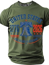 abordables Camisetas Patrióticas 250-250 aniversario, 4 de julio, '250 años de libertad', campana de la libertad, Estados Unidos, 1776-2026, camiseta patriótica vintage para hombre, cuello redondo, manga corta, regalo del Día de la
