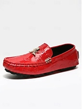 cheap Men-Men's Red Loafers for Resort Evenings - Lightweight Comfort Slip-On Dress Shoes - Elegant Vacation Footwear for Seaside Dinners, Holiday Parties and Smart Casual Evening Wear
