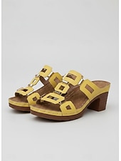 abordables Sandalias deslizantes-Sandalias casuales de tacón cuadrado verde para mujer, plantilla acolchada de apoyo, diseño de tacón medio estable para uso diario, paseos por la ciudad, viajes y eventos sociales.