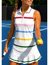 cheap Women's Shirt-Women's Stripes Tops Sport Shirt Golf Polo Shirt Tennis Dress Sleeveless Zipper Floral UPF50+ UV Resistant High Elasticity Moisture Wicking Breathable Volleyball Tennis Golf Turndown Polo Collar