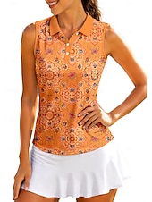 economico Tennis-Per donna Geometrico Top Maglietta sportiva Polo da golf Maglia da tennis Senza Maniche Cerniera Floreale UPF50+ Resistente ai Raggi UV Alta elasticità Traspirante Tennis Golf Pickleball Colletto
