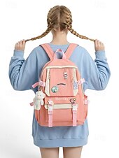 baratos Barn og tenåring ryggsekker-Student's pastel-colored student backpack set, large-capacity polyester backpack, with tote bag and pencil case, large capacity with multiple pockets, available in various colors, cute and adorable ba