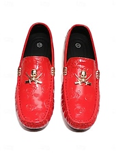 cheap Men-Men's Red Loafers for Resort Evenings - Lightweight Comfort Slip-On Dress Shoes - Elegant Vacation Footwear for Seaside Dinners, Holiday Parties and Smart Casual Evening Wear