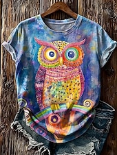 voordelige Dieren thee-Dames T-shirt Afdrukken Bloemig Grafisch dier Modieus Stijlvol Klassiek Korte mouw Strakke ronde hals Normale tops Casual Dagelijks Weekend blauw Blozend Roze Paars Oranje Zomer Lente