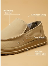 economico Scarpe Casual Slip-On-mocassini slip-on in tela da uomo – scarpe casual leggere e traspiranti per l'estate, la guida e le passeggiate in spiaggia