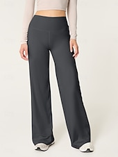 voordelige wijde pijpen en hoge taille-Dames Yoga broek Breed Been Vrijetijdsbroek Casual / sportief Volledige lengte Hoge taille Effen Comfortabel Comfort Zacht Hoge Elasticiteit Buitensporten Fitness Donker-Grijs Zwart Roze Wijn Lente