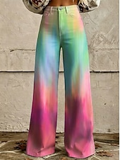 cheap Bottoms-Retro Vintage Boho 1970s Pants Wide Legged Pants Hippie Disco High Waist Floral Faux Jeans Style Fancy Dress Women's Halloween Carnival Music Festival Pride Parade Retro Theme Party Adults' Pants