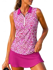 baratos Camisa Feminina-Mulheres Floral Tops Camisa Esportiva Camisa polo de caminhada Regata Sem Manga Zíper Floral UPF50+ Resistente a UV Elasticidade Alta Pavio Humido Respirável Tênis Golfe Pickleball Aberto para a