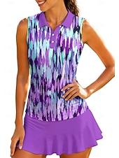 abordables Tenis-Mujer Geométrico Abstracto Tops Camisa deportiva Camisas de polo Camiseta de tenis Sin Mangas Cremallera Floral UPF50+ Resistente a los rayos UV Alta elasticidad Dispersor de humedad Transpirable