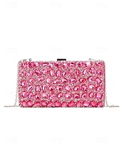 preiswerte Clutches &amp; Taschen für die Abendgarderobe-Luxuriöse Damen-Abendclutch mit Strasssteinen, goldfarbene, kristallverzierte Handtasche mit festem Rahmen und Kettenriemen für formelle Hochzeiten, Cocktailpartys und Galaveranstaltungen