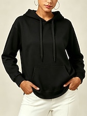 economico Felpe Semplici-Per donna Pullover Felpe con cappuccio Semplice Casual Manica Lunga Con Cappuccio Top Regolari Blu Nero Grigio Autunno