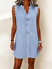 economico Vestito bianco-Per donna Mini abito Vestito Casual Abito Estivo Essenziale Classico Quotidiano Vacanza Vestibilità regolare Semplice Senza Maniche Girocollo Blu Bianco Rosso Verde Estate Primavera