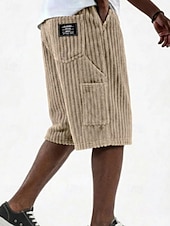  Herr Shorts Sommarshorts Beach Shorts Casual shorts Manchester Shorts Ficka Elastisk midja Slät Komfort Andningsfunktion Knelängd Dagligen Utomhus Strand Semester Mode Kaki Svart Oelastisk