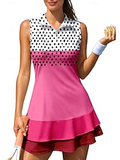 abordables Vestido de Mujer-Mujer A Lunares Vestido de tenis Vestido deportivo Vestido polo de tenis Sin Mangas Cremallera Cremallera de un cuarto Elástico Reductor del Sudor Transpirable Voleibol Tenis Golf Cuello Cuello Vuelto