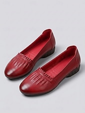 preiswerte Ballerinas für Damen-Burgunderrote Ballerinas aus echtem Leder für Damen – bequeme Slipper zum Hineinschlüpfen, ideal zum Spazierengehen, Reisen und für den Business-Casual-Look. &amp;Alltagskleidung