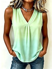  Per donna Canotta Grafico Gradiente di Colore Elegante Vintage Casual Senza Maniche Scollo a V Top Regolari Casuale Quotidiano Blu Giallo Viola Verde Estate Primavera