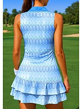 baratos Vestido Feminino-Mulheres Geométrica Vestido esportivo Vestido Polo de Tênis Sem Manga Quarter Zip Elástico Redutor de Suor Respirável Voleibal Tênis Golfe Colarinho Aberto para a Lateral Vestidos Rosa claro Vermelho