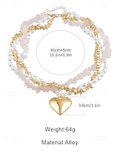 billiga Kvinnors halsband-Damhalsband med lager på lager och imitationspärlor, rosa stenar och guldpärlor, elegant chokerhänge för vardagsbruk, semester, trädgårdsfest och semiformella tillfällen