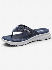 economico Sandali Comodi-Infradito da donna blu glitterate con supporto plantare, comode e leggere, con suola flessibile antiscivolo, ideali per l'uso quotidiano e per le gite in spiaggia. &amp;comfort per tutto il giorno