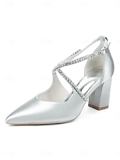 preiswerte Pumps mit Blockabsatz-Smaragdgrüne Satin-Pumps mit Blockabsatz – elegante Schuhe mit Strassriemen für Cocktailpartys und Abendveranstaltungen