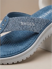 economico Sandali Comodi-Infradito da donna blu glitterate con supporto plantare, comode e leggere, con suola flessibile antiscivolo, ideali per l'uso quotidiano e per le gite in spiaggia. &amp;comfort per tutto il giorno