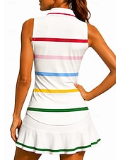 cheap Women's Shirt-Women's Stripes Tops Sport Shirt Golf Polo Shirt Tennis Dress Sleeveless Zipper Floral UPF50+ UV Resistant High Elasticity Moisture Wicking Breathable Volleyball Tennis Golf Turndown Polo Collar