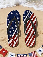 baratos Sapatos masculinos-Chinelo masculino com estampa da bandeira americana – sandálias de praia leves para o Dia da Independência e celebrações dos EUA. &amp;viagens de verão