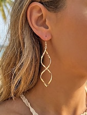 billige Øredobber for kvinner-spiralformede dråpeøreringer til dame, bohemske øredobber i legering i gull/sølv, elegante statement-smykker til strandferie &amp;daglig fritidsklær
