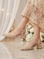 abordables Mère de la Mariée/Marié-Escarpins à talons carrés brodés bleu marine pour femme – chaussures élégantes pour cocktail.