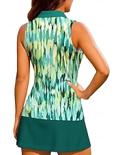 abordables Tenis-Mujer Geométrico Abstracto Tops Camisa deportiva Camisas de polo Camiseta de tenis Sin Mangas Cremallera Floral UPF50+ Resistente a los rayos UV Alta elasticidad Dispersor de humedad Transpirable