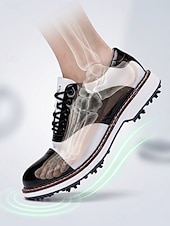 cheap Men's Golf Shoes-Men's Black White Golf Shoes, Lace-Up Dress Sport Shoes, Comfortable Non-Slip Shoes for Golf, Wedding, Outdoor Events