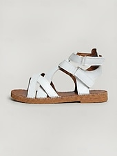 economico Sandali Gladiatore-Sandali piatti da gladiatore bianchi da donna - scarpe aperte in punta con cinturini regolabili, sandali estivi casual in stile romano per tutti i giorni, viaggi e attività informali