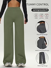 voordelige wijde pijpen en hoge taille-Dames Yoga broek Breed Been Vrijetijdsbroek Casual / sportief Volledige lengte Hoge taille Effen Comfortabel Comfort Zacht Hoge Elasticiteit Buitensporten Fitness Donker-Grijs Zwart Roze Wijn Lente