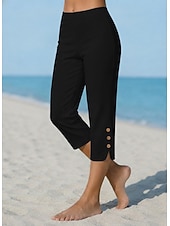  Dam Capribyxor Damasker Mysiga leggings Semester Streetwear Grundläggande Kapris Naturlig Slät Elastisk midja Bekväm Komfort Utomhus Elastisk Utomhus Semester Gata Blå Mörkgrått Kamel Svart Sommar Vår