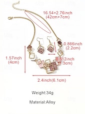 cheap Women's Necklace-Women's Bohemian Geometric Square Jewelry Set, Gold Alloy Enamel Necklace &amp; Drop Earrings, Colorful Modern Statement Accessories for Vacation, Travel and Daily Casual Wear