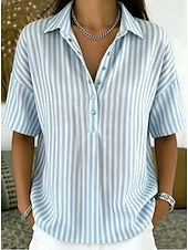  Mulheres Camisa Social Listrado Férias Moda Diário Sem Manga Aberto para a Lateral Tops regulares Casual Diário Amarelo Verde Claro Rosa Vermelho Marron Verão Primavera