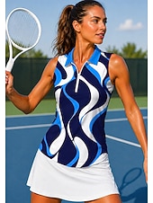 economico Camicia Donna-Per donna Geometrico Astratto Top Maglietta sportiva Polo da golf Maglia da tennis Senza Maniche Cerniera Floreale UPF50+ Resistente ai Raggi UV Alta elasticità Traspirante Tennis Golf Pickleball