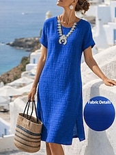 abordables Robe blanche-Femmes Mini Robe Robe T-Shirt Robe d'été Occasionnel Quotidien Coupe Ample Uni Manche Courte Col ras du cou Bleu Vert Claire Gris foncé Rouge Été Printemps