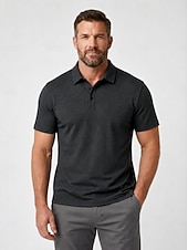 cheap Men's Classic Polo-Men's Textured Golf Polos Shirts- Cooling Short Sleeve-Black White Grey