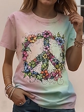  American Independence Day Women's T Shirt Print Graphic Plants Independence Day Vintage Stylish Classic Short Sleeve Crew Neck V Neck Round Neck Long Tops Casual Daily White Rainbow White 2 Summer