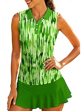 abordables Tenis-Mujer Geométrico Abstracto Tops Camisa deportiva Camisas de polo Camiseta de tenis Sin Mangas Cremallera Floral UPF50+ Resistente a los rayos UV Alta elasticidad Dispersor de humedad Transpirable
